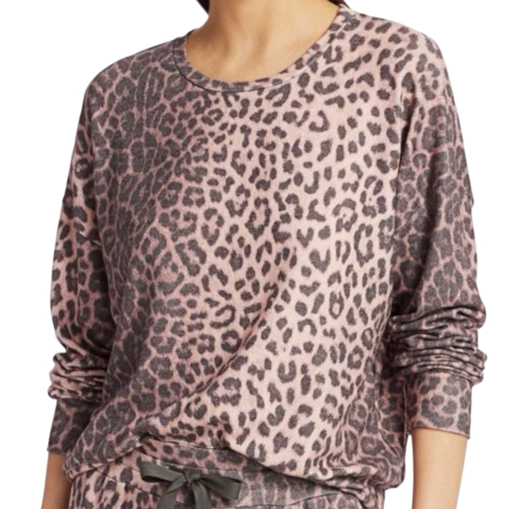Sundry Leopard Print Pullover Soft Cozy Brown Animal Print Sweater Medium NWT